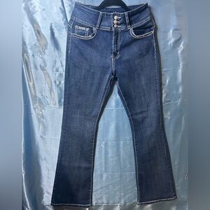 Elegant Dark Blue Flare Jeans